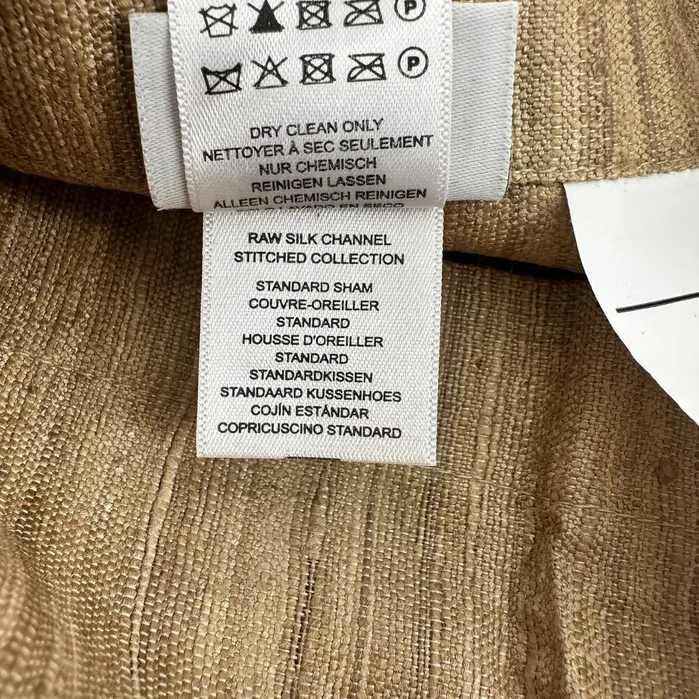 Restoration Hardware Raw Silk Channel Stitched Sham Standard Sz Set Wheat